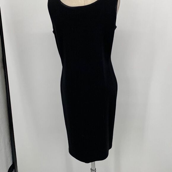 EL Ana Women's Midi Stretch Knit Mesh Lace Inset Lined Dress Sleeveless Black L - Picture 4 of 14